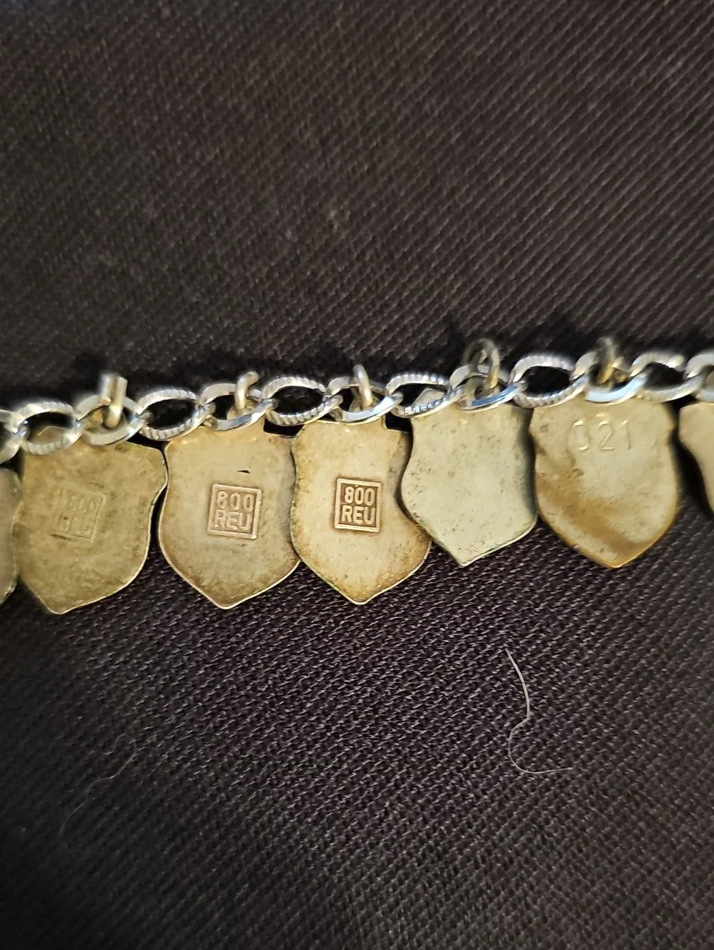 Vintage European Travel Shield Charm Bracelet